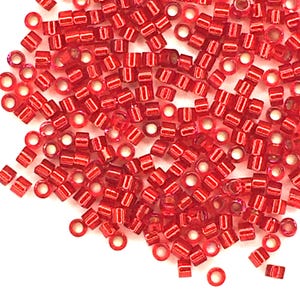 7.5 grams of silver lined Red,  Delica seed beads - Size 11