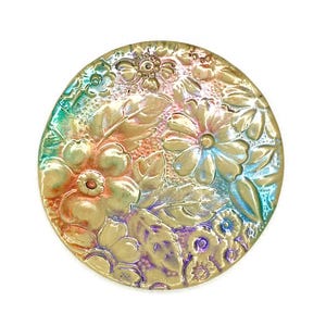 Grande pierre d'art, aquarelle florale en bouton ou cabochon - E2003-173