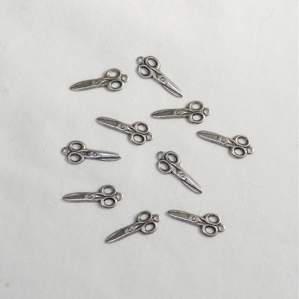 25 pcs. of Tiny scissor charm, unpainted- Bin# 27