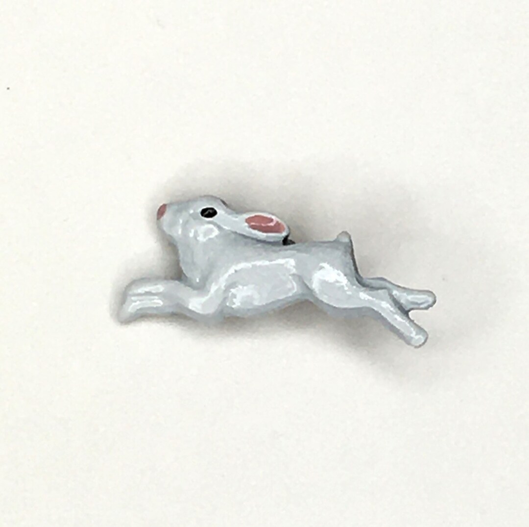 4 Pcs. of Tiny, White Running Rabbit, Metal Button-be 94 - Etsy