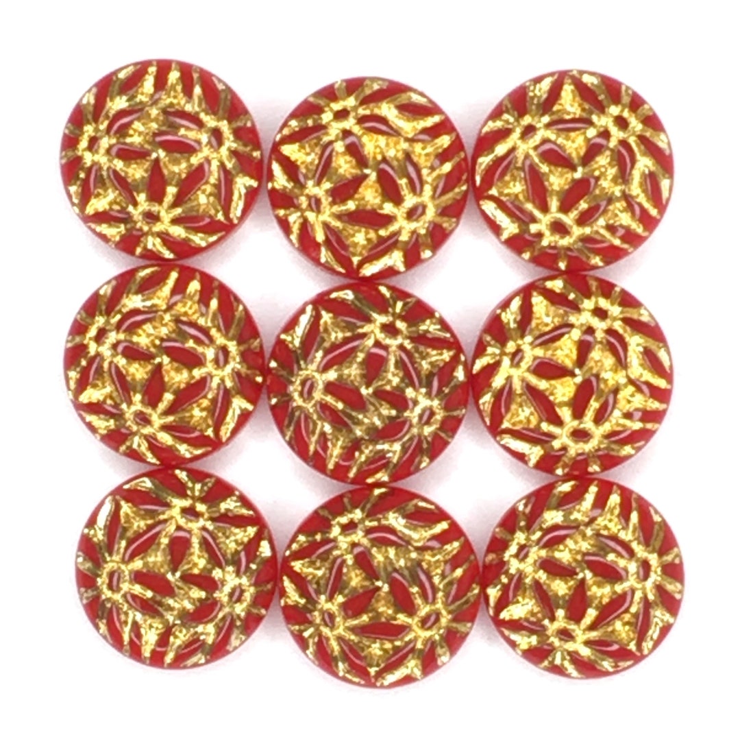 25 Pcs. of 9mm Round, Red Glass/gold Cabochon- VB 85 - Etsy