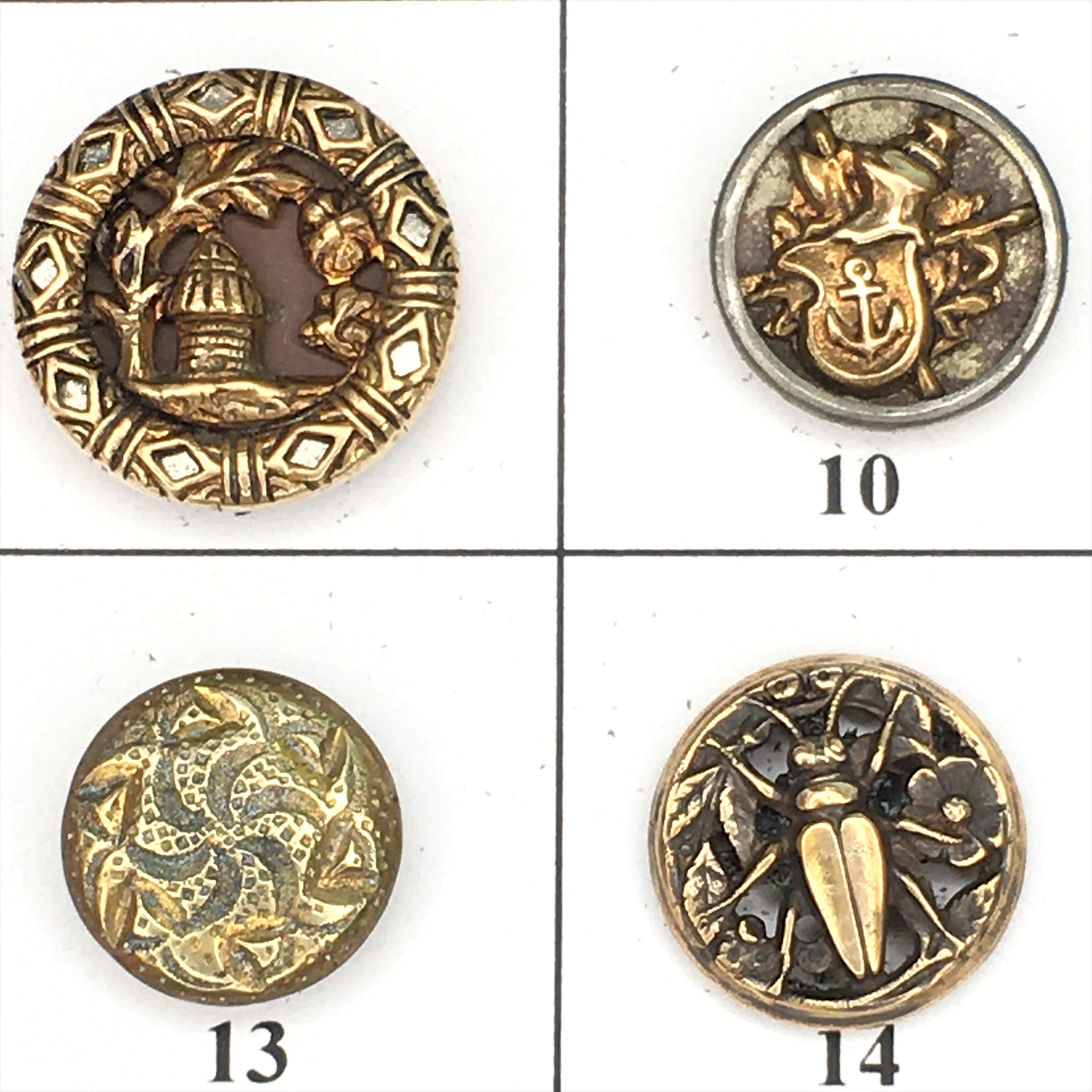 Astor Buttons Antique Metal Buttons - 16 Asst. Buttons - Board 1 - Etsy