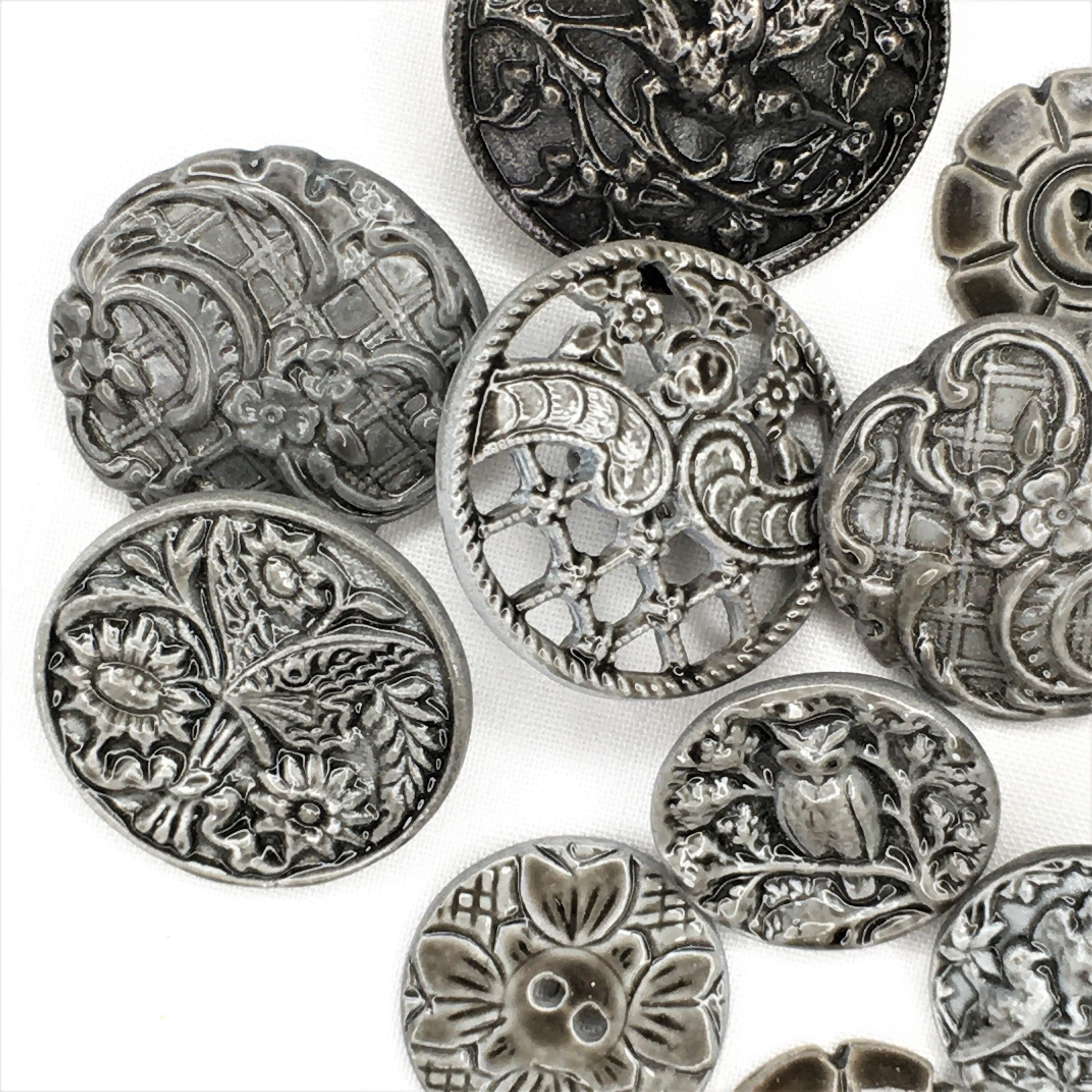 18 Pcs. of Metal Buttons in Antique Gray-test Run Set 11 - Etsy