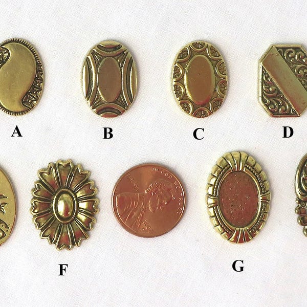 Gold Plated Brass Cabochons/Stampings - Assorted Styles - 3 for 3.25