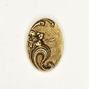 6 pcs. of Ornate Daffodil, Oval, Metal Cabochon - Bin# 20
