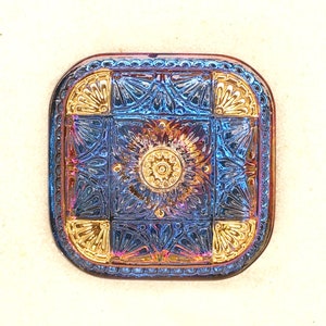 2 pcs. of Square Czech Glass Button - 1+1/4&quot; -GL-838