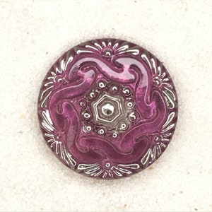 18 mm Burgundy/Platinum Luster, Lacy glass Button-SG 4