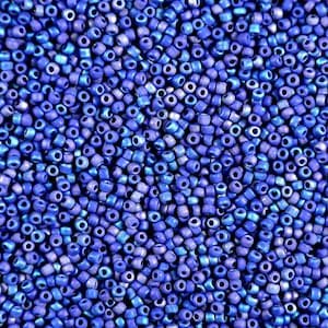 size 11, matte cobalt iris, glass seed beads- 8 grams-Bin# 60