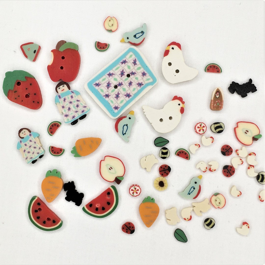 Miniature Assorted Fimo Buttons And Embellishments For Crafters