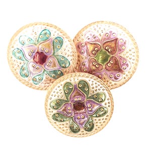 3 pcs. Lacy Glass Jewel Buttons/Cabochons-Group Set 51