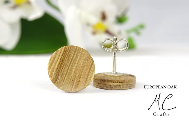 Wooden Earrings European Oak Wooden Jewelry wood Earrings Wooden studs Earrings wood Fake Gauge Men Women Gift Anniversary