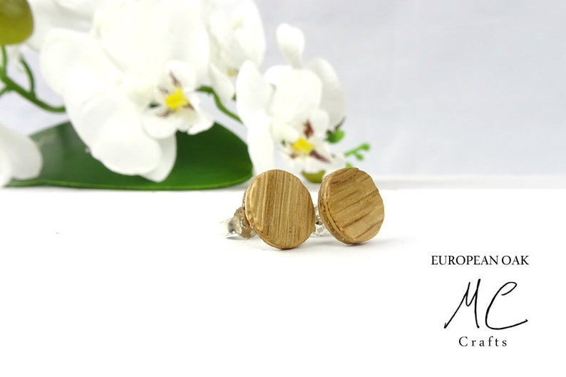 Wooden Earrings European Oak Wooden Jewelry wood Earrings Wooden studs Earrings wood Fake Gauge Men Women Gift Anniversary