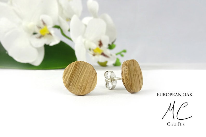 Wooden Earrings European Oak Wooden Jewelry wood Earrings Wooden studs Earrings wood Fake Gauge Men Women Gift Anniversary