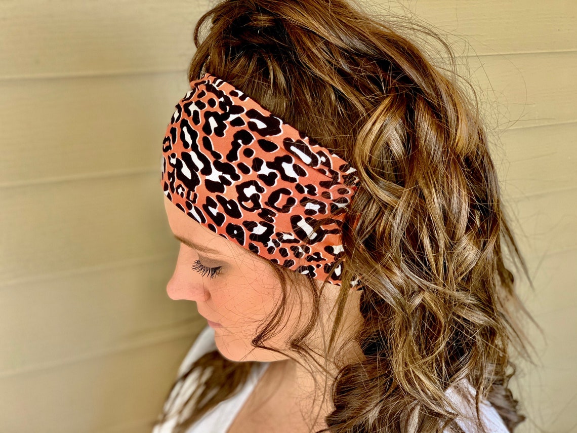 Headband Dark Coral Cheetah - Etsy