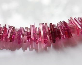 Pink tourmaline necklace with 750 gold clasp, handmade, unique piece; pink tourmaline necklace with 18k hook clasp