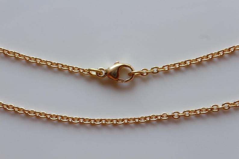 1.8 mm solid 750 gold anchor chain, available in lengths up to 50 cm, sturdy 18k gold chain for pendants with various clasps from a goldsmith Karabiner Verschluss