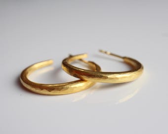 large hoop earrings made of 900 gold 22 mm, hoop earrings made of 22k gold, sailor earrings made of 900 gold, gold hoop earrings 22k handmade