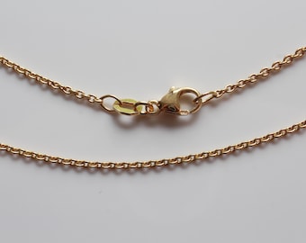 1.5 mm anchor chain made of solid 750 gold, various lengths available, delicate 18k gold chain with lobster clasp, made in Germany