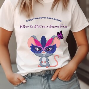 Being a Fibro Warrior Shirt, Masked Mouse Design, Fibromyalgia Awareness Tee, Chronic Pain T-Shirt, Spoonie Apparel, Brave Face Fashion