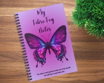 Fibro Fog Spiral Notebook, Fibromyalgia Journal, Self-Care Stationery, Spoonie Essentials, Fibro Warrior Notes, Purple Butterfly Notebook