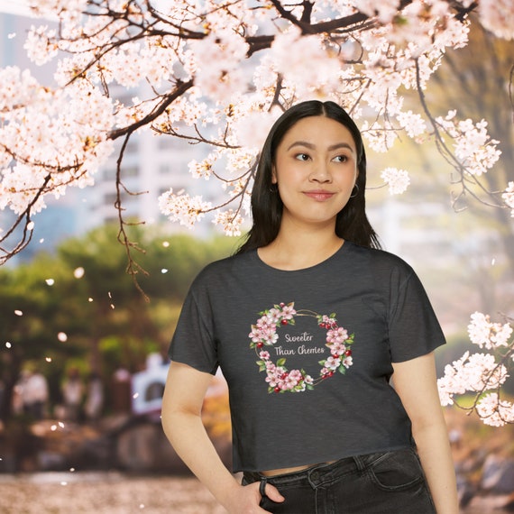 Top court pour femmes coquet plus doux que des cerises, t-shirt