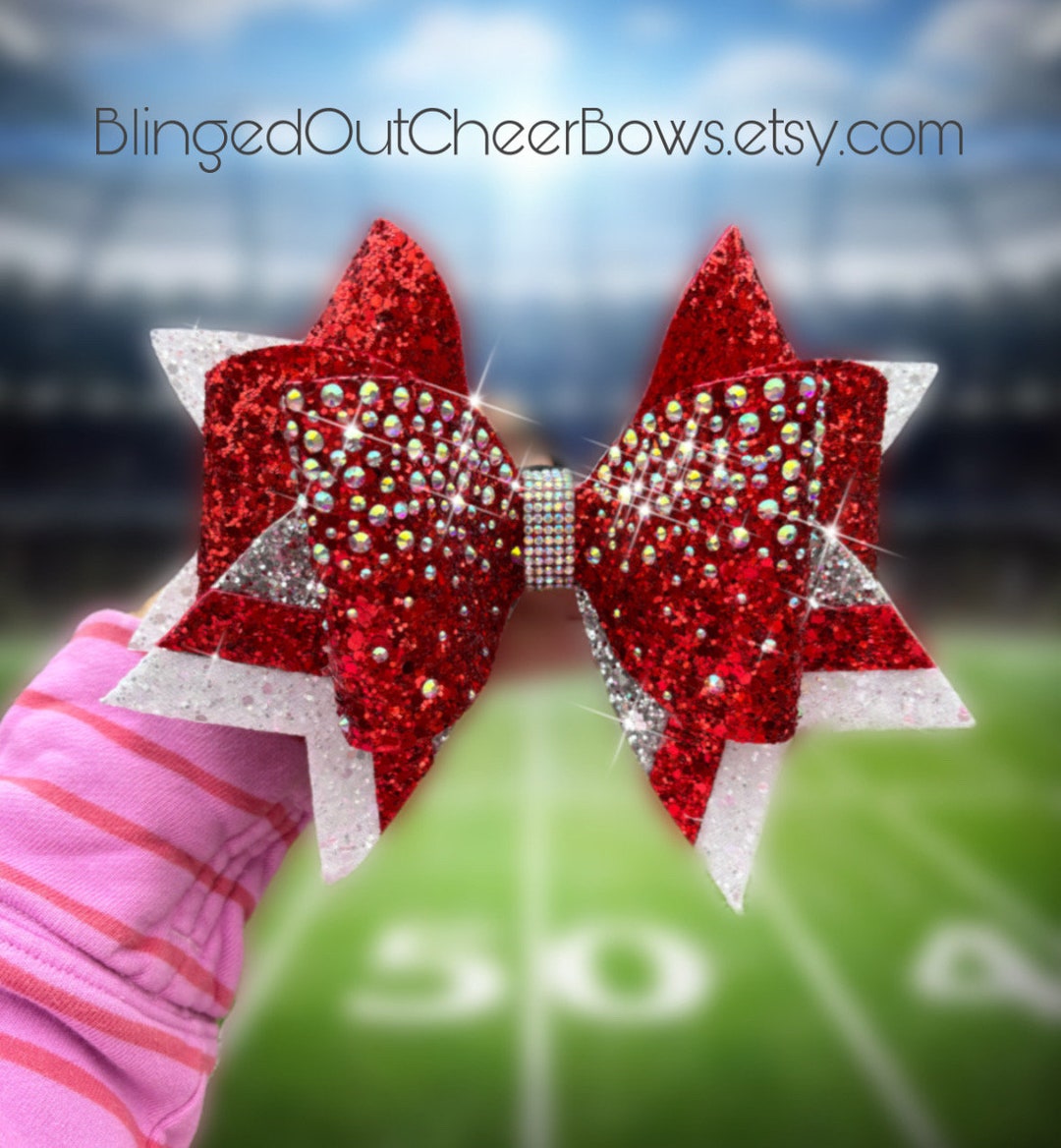 Comp Cheer Bows Team Orders Only// Min Order 10+ Bows, Priced per Bow//. Red and White ...