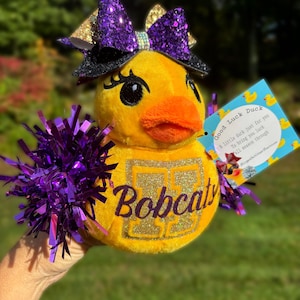 Personalized Plush 8” Cheer Duck – Good Luck Cheer Duck Gift – Custom Team Cheer Plush – Competition Cheer Team Spirit Duck