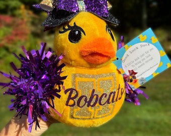 Personalized Plush 8” Cheer Duck – Good Luck Cheer Duck Gift – Custom Team Cheer Plush – Competition Cheer Team Spirit Duck