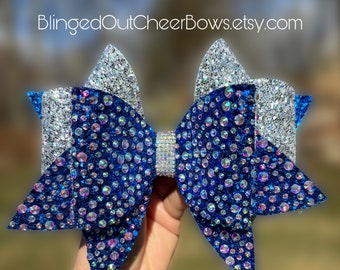Neon Pink Rhinestone Cheer Bow// Pink Rhinestone Cheer Bow  display picture 2