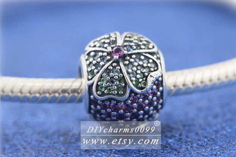 2018 Spring Release Sterling Silver Glorious Bloom Charm With Colorful CZ Charm Bead Fits All European DIY Bracelets Necklaces