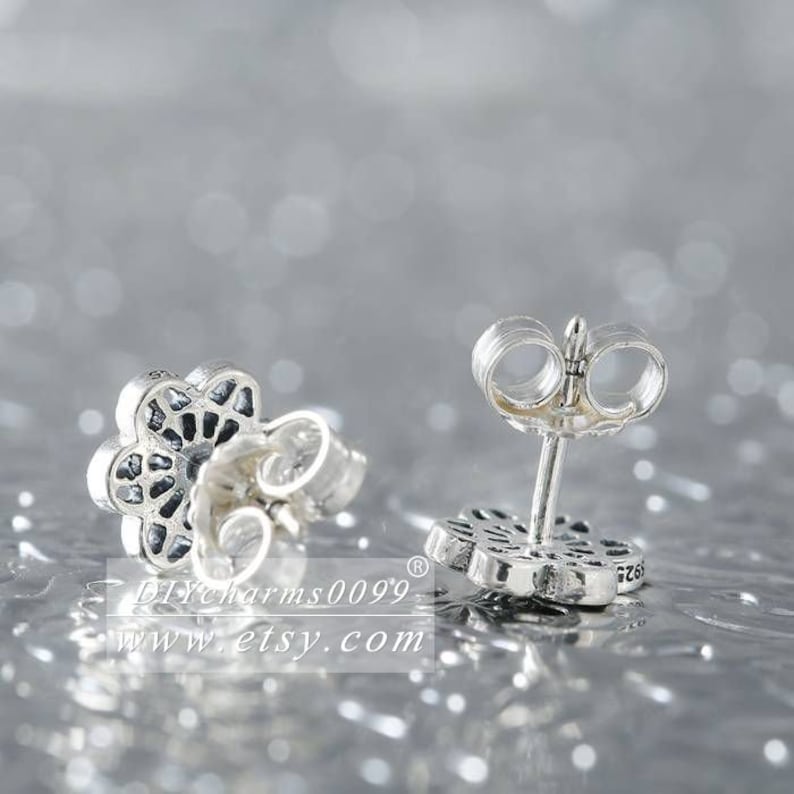 2016 Spring Release S925 Sterling Silver Floral Daisy Lace Stud Earrings