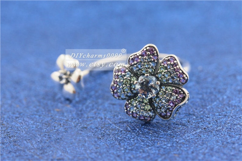 S925 Sterling Silver Glorious Blooms Ring With CZ Ring Woman Jewelry Size 50,52,54,56,58MM