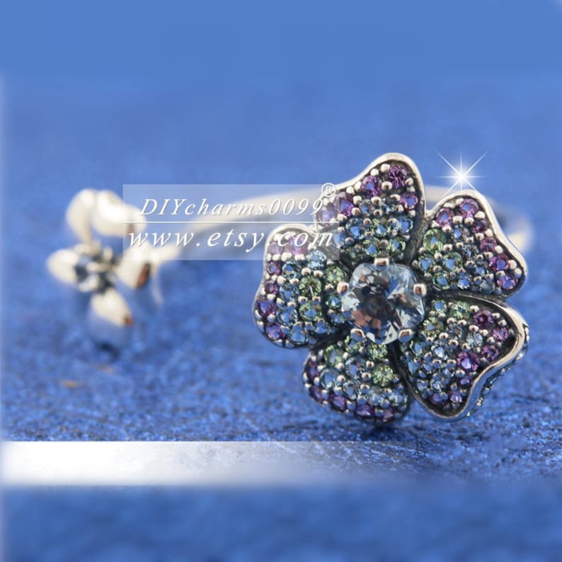 S925 Sterling Silver Glorious Blooms Ring With CZ Ring Woman Jewelry Size 50,52,54,56,58MM