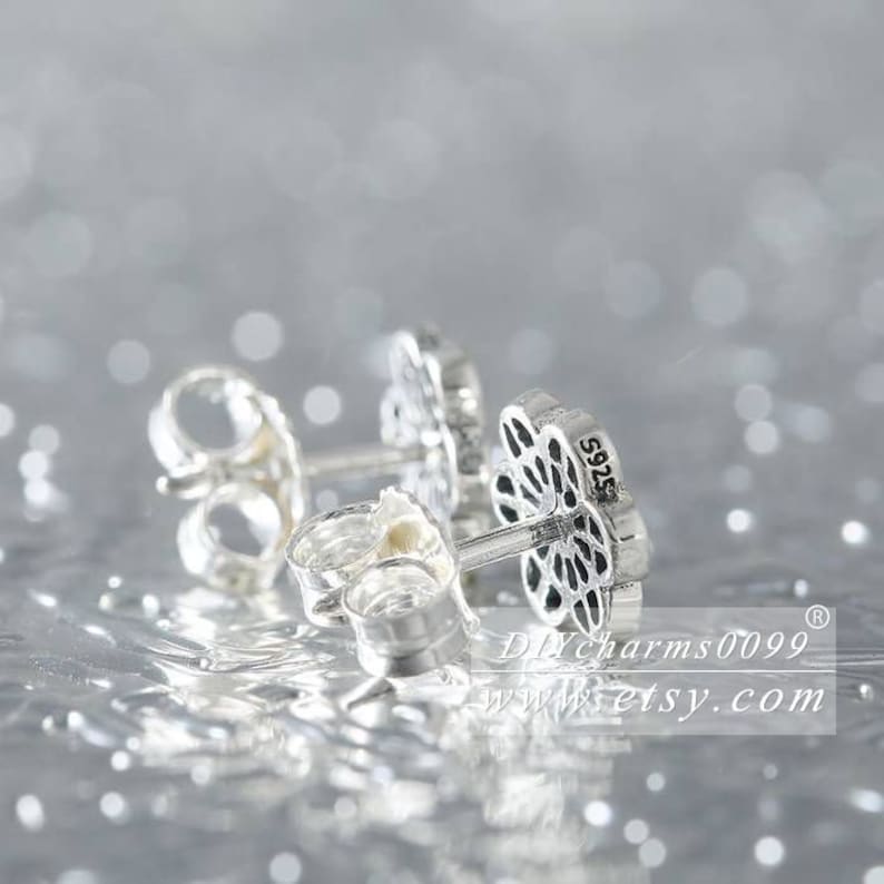2016 Spring Release S925 Sterling Silver Floral Daisy Lace Stud Earrings