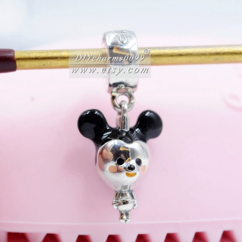 100/% 925 Sterling Silver with Black Enamel Charm Fits DIY Bracelets Necklaces Disney Parks Cute Doll Dangle Charm