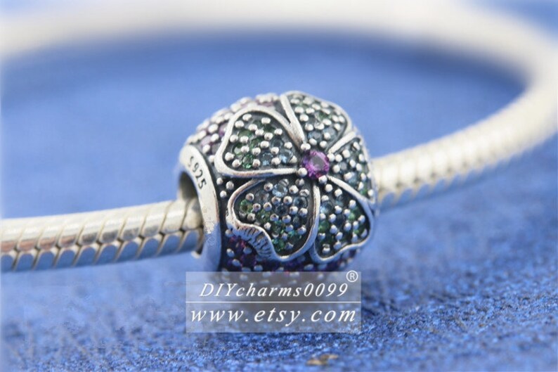 2018 Spring Release Sterling Silver Glorious Bloom Charm With Colorful CZ Charm Bead Fits All European DIY Bracelets Necklaces
