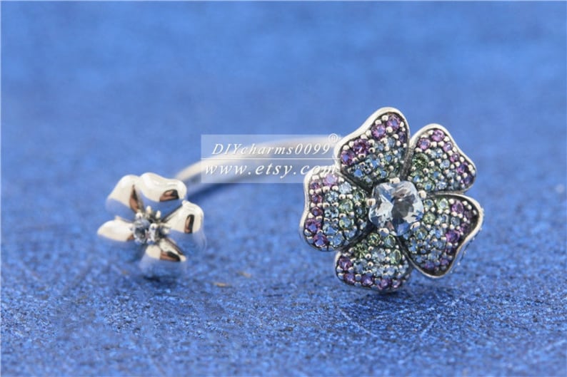 S925 Sterling Silver Glorious Blooms Ring With CZ Ring Woman Jewelry Size 50,52,54,56,58MM