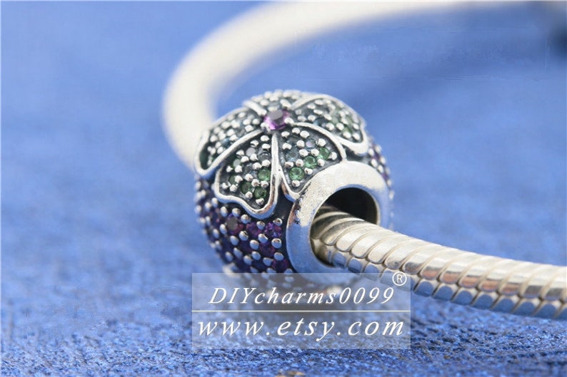 2018 Spring Release Sterling Silver Glorious Bloom Charm With Colorful CZ Charm Bead Fits All European DIY Bracelets Necklaces