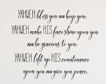 Numbers 6:24 Bible Verse Wall Decal – Yahweh Bless You and Keep You – Scripture Vinyl Sticker – Christian Wall Art – Faith Home Decor