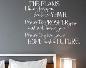 Jeremiah 29:11 Bible Verse Wall Decal – Scripture Vinyl Art with YHWH –  Christian Home Decor for Bedroom Nursery Removable Sticker Quote