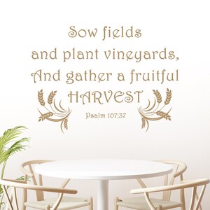 Fruitful Harvest Psalm 107:37 Vinyl Wall Decal – Removable Scripture Quote Home Decor, Prayer Room Art, - Christian Bible Verse Wall Sticker