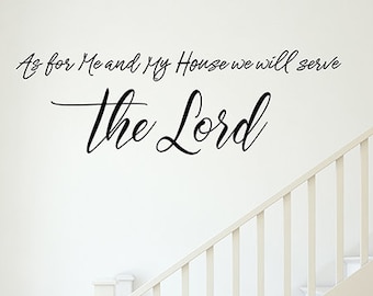 Joshua 24:15 Bible Verse Wall Decal – As for Me and My House We Will Serve the LORD – Christian Vinyl Wall Art for Home Entryway Decor
