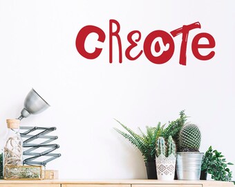 Create Wall Decal – Minimalist Vinyl Lettering for Office, Studio, Classroom, or Craft Room – Removable Motivational Decor