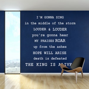 Raise a Hallelujah Wall Decal – Lyric Vinyl Sticker – Worship Song Quote – Christian Wall Art – Storm Faith Decor for Bible Believers
