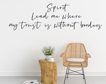 Oceans Lyric Vinyl Wall Decal –Spirit Lead Me Where My Trust Is Without Borders | Inspirational Christian Art | Removable Worship Song Decor