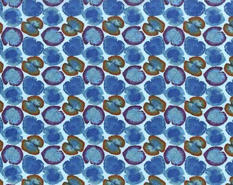 Michael Miller Koi Garden Blå Lotusbladstyg 100 % bomull Fat Quarters, halvmeter, meter