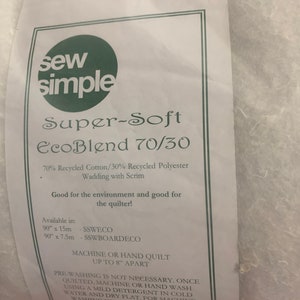Eco Blend Watten 70/30% Gerecycled Katoen en Gerecycled Polyester Naaien Eenvoudig Merk