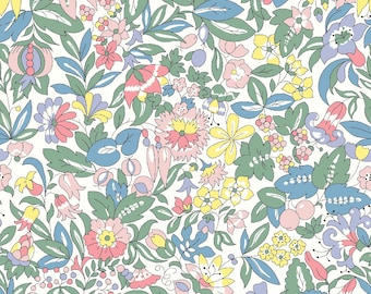 Hyde Floral Flowers Tissu Liberty rose-vert, exposition florale printanière 100 % coton Lasenby disponible en gros morceaux, demi-mètre, mètre