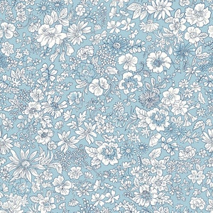 Emily silhueta flor azul liberdade tecido primavera flor mostrar 100% algodão lasenby disponível quartos gordos, meio metro, metros
