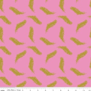 Riley Blake Sweet Honey Kisses Pink & Gold Feathers Quilting Fabric 100% Cotton Fat Quarters